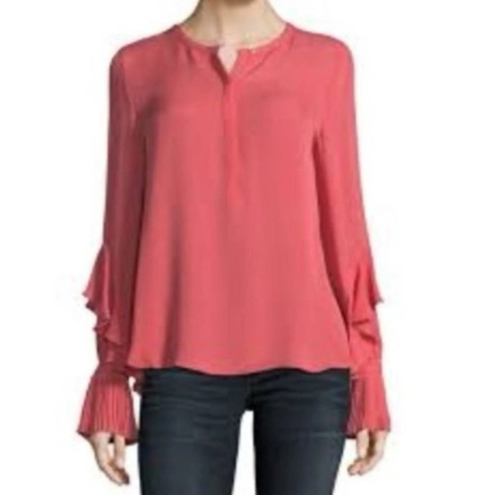 Kobi Halperin Silk Ruffled Bell Sleeve Silk Blouse sz M